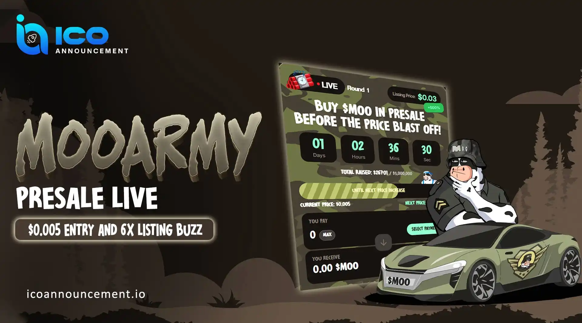 MOO.ARMY Presale Launches at $0.005 with High Growth Hype